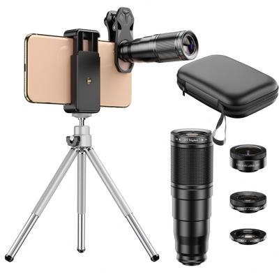 China Portable Mobile Phone 4K HD Movie Selfie 4 in 1 Macro Lens Kit 22X Zoom Mobile Phone Camera Telescope Lens Wide Angle Fisheye Lens for sale