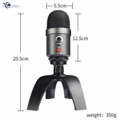 China Wholesale Professional USB Microphone Monitor Jack Desktop USB Condenser with Tripod Desktop Stand for Recording for sale