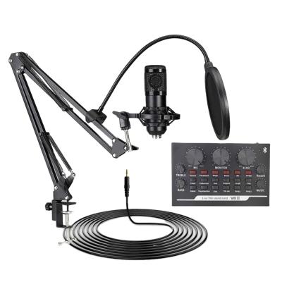 China External Sound Card Set Hot Selling Live Broadcast Recording Universal Cardioid Condenser Microphone + Microphone Abound Cardigan for sale