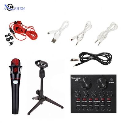 China Condenser Microphone + Sound Card External Set Best Selling Tablet Streaming Microphone Game Music Studio Recording Sound Mic Card for sale