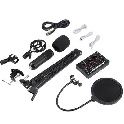 China Sound Card Set OEM External Handheld Condenser + 2 Wireless Condenser Microphone For Stage Skype Youtuber Gaming MIC for sale