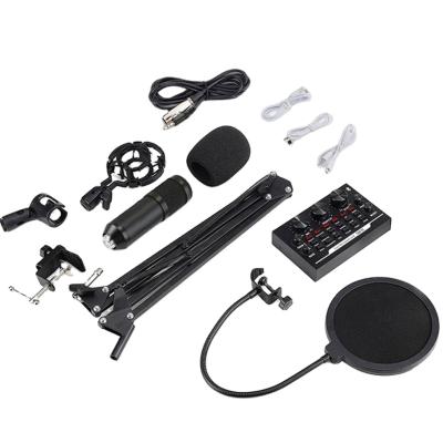 China Condenser Microphone + External Sound Card Set Latest For Youtube Smartphone Table Mic Tube Facebook Recording Video Sound Card for sale