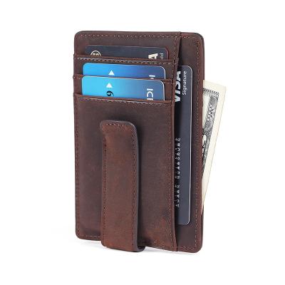 China Wholesale Custom Luxury Multi Function Carbon Fiber Slim Card Holder Wallet Slim Wallet RFID Logo RFID Genuine Leather Men Money Clip For Gift for sale