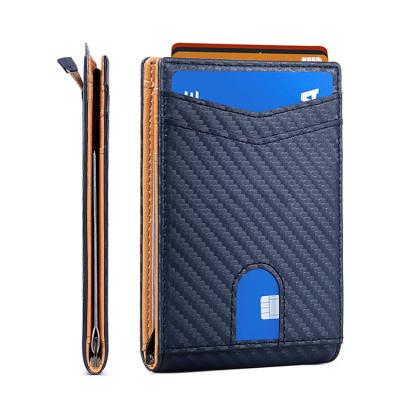 China rfid blocking amazon hot sale rfid blocking vintage purse short slim casual smart men's wallet genuine leather money clip for sale