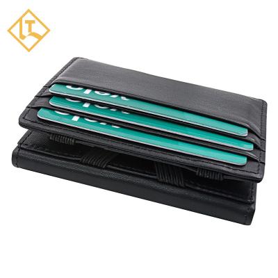 China Custom Men Front Pocket Wallets RFID Blocking Slim Clip Leather Credit Card Money Men Bifold Wallet Holder for sale