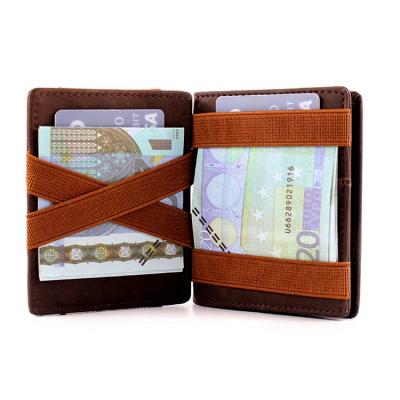 China Vintage Rfid Credit Card Wallets Custom Leather Magic Stand Men's Crazy Horse Thin Leather Magic Wallet for sale