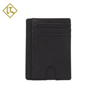 China Fashion Real Custom Logo Horse Leather Crazy Slim Credit Card Wallet Holder for sale