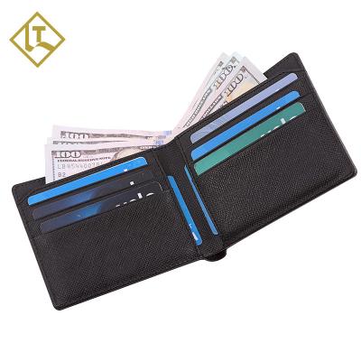 China Fashion Minimalist Men's Bifold Wallet Rfid Blocking Purse Men Card Holder Saffiano Genuine Leather Wallet For Man for sale