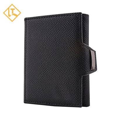 China RFID Men's Pocket ID Card Holder Slim Minimalist Credit Card Business Card Holder Minimal Genuine Leather Wallet Men's Card Holder Leather for sale