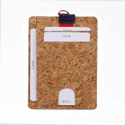 China Normcore/Minimalist Idea 2021 New Real Cork Leather Card Holder Case Slim Easy With Credit Card Pull Tag for sale