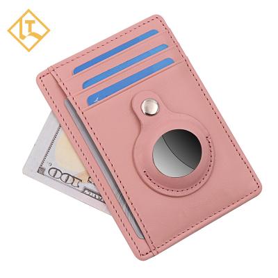 China Credit Card & OEM Rfid Cash Card Holder Money Clip Airtag Wallet Customize Card Holder Case Front Pocket Men Slim Airtag Leather Wallet for sale