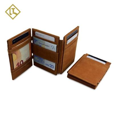 China Handmade Multifunctional Personalized Men's Triple Slim Slim RFID Business ID Designer Minimalist Leather Card Holder Wallets for Men for sale