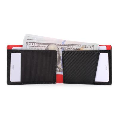 China Custom Leather RFID Wallet OEM Leather Handmade Genuine Leather Men Carbon Fiber Wallet Slim Wallet for sale