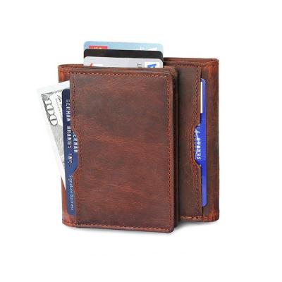 China Factory RFID BSCI Wallet Genuine Leather RFID Blocking Slim Slim Bifold Front Pocket Wallet Card Holder Wallets For Men for sale