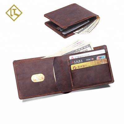 China Genuine Natural Crazy Cowboy Wallet Genuine Natural Crazy Horse Leather Wallet Slim Minimalist Men's Handmade Vintage RFID Wallet Wallet for sale