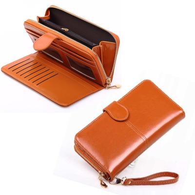 China Real RFID factory rfid women wallet clutch purse custom minimalist cheap Japan zipper ladies leather purse for sale