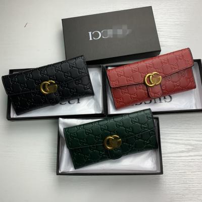 China 2022 RFID Luxury Classic Ladies Wallet Designer Long Ladies Embossed Wallet With Box for sale