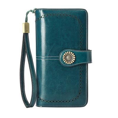 China Long Style Factory Direct Ladies Travel Purse Zipper Around Clutch Wallets Rfid Wristband Blocking PU Leather Women Wallet Along for sale