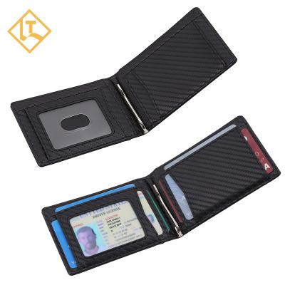 China RFID Front Pocket Bifold Leather Money Slim Clip Folding Slim Money Clip Men Custom Money Clip for sale