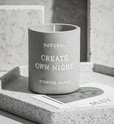 China 2021 Home Decoration INS Decoration Massage Candle Jars Concrete Candle Container Jar for sale