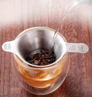 China Sustainable 304 Stainless Steel Double Leaf Loose Leaf Tea Infuser Fine Mesh Strainer For Cup for sale