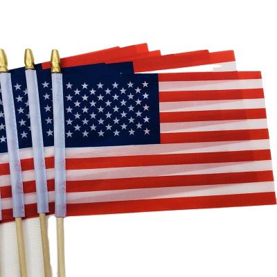 China Health Care Institute Mini Cheap Custom Printed Hand Held Wooden Flagpole Flag Poles Wood for sale