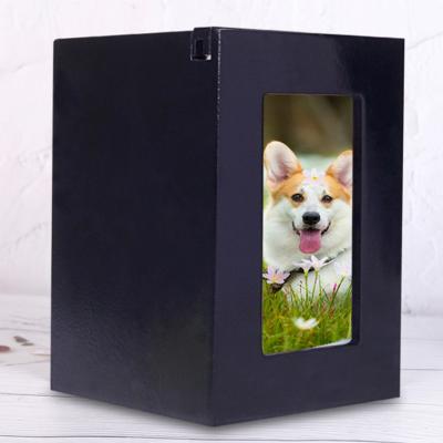 China Viable Supply Custom Cremation Plant Cat And Dog Photo Frame Memorial Wooden Pet Urn for sale