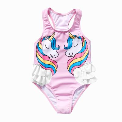 China 2021 New Girls Swimsuit Breathable Comfortable One-Piece Cartoon Cute Children Swimwear for sale