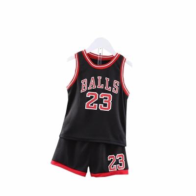 China New Boys Sports Basketball Clothes Suit Summer Children's Breathable Fashion Leisure Letter Sleeveless Vest + Baby T-shirt 2pcs Set Children for sale