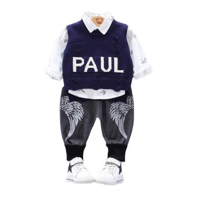 China OEM 2021 Casual Children's Clothing Long Sleeve Boys Clothes Baby Gentleman Sets Three Piece for sale