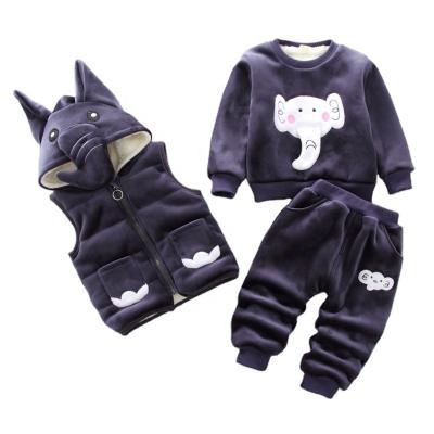 China 100% Cotton 2021 Hot Kids Clothes Kids Three Piece Set Hoodie Vest Pants Children Flannel Pajamas Setgirl Two Piece Set for sale