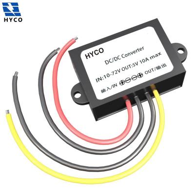 China Electric Motors 60V 48V 36V 24V (10-72V) DC to 5V 10A DC Buck Power Converter Auto Voltage Regulator for Electric Car Vehicle for sale