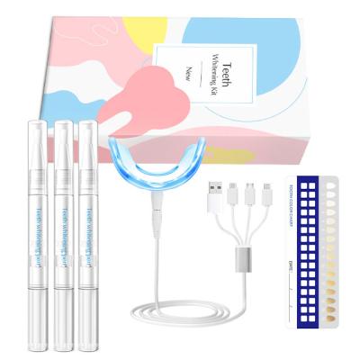 China Cold light whitening advanced private logo quality home dropshipping usb led light teeth whitening kit for sale