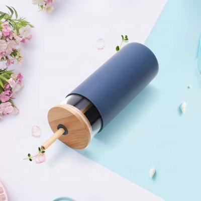 China 20oz Tumbler Glass Water Bottle Straw Silicone Protective Sleeve Bamboo Viable Lid - BPA Free for sale