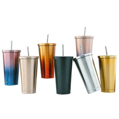 China Amazon Modern Classic Lean Double Wall Vacuum Insulated Stainless Steel Tumbler With Straw And Flip Lid for sale