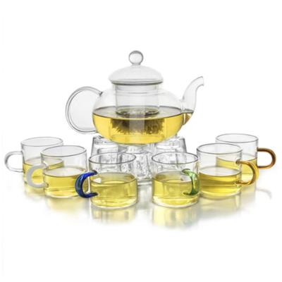 China AIHPO12 Factory Viable Fancy Custom Round Amazon Shaped 600ml Pyrex Glass Jar Flower Hot Eco Friendly Tea Set With Infuser Strainer for sale