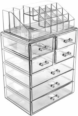 China Multifunction Acrylic Storage Box Acrylic Organizer Box With Lip Gloss Holder for sale