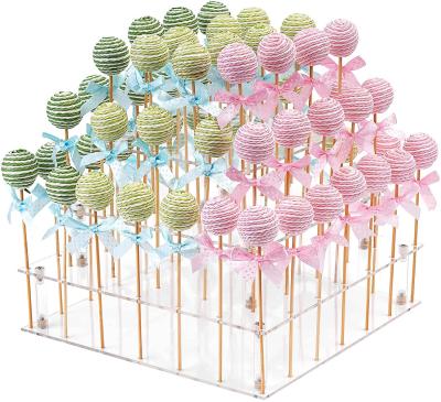 China 3 Tier 56 Holes Clear Acrylic Cake Pop Display Stand for sale