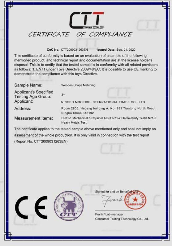 CE - NINGBO MOOKIDS INTERNATIONAL TRADE CO.,LTD