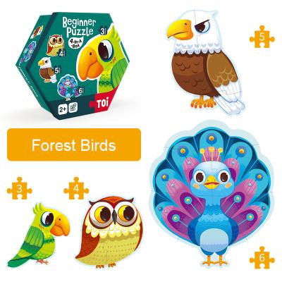 China Toy TOI New Design Forest Birds Educational Wooden Education Toy Children Game Wooden Puzzle for Kids for sale