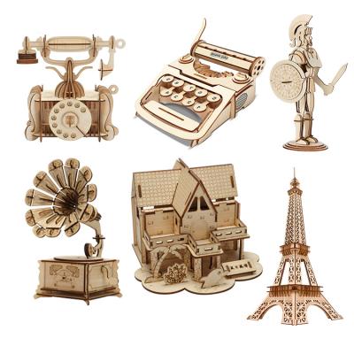 China Eco-Friendly Laser Cutting Laser Cut 3D Puzzle Model Kits DIY Puzzle Toy 3D Wooden Wooden Puzzle Kit for sale