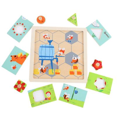 China Simple Cartoon Toy 6 Pcs Jigsaw Children's Cartoon Game With Customizable Wooden Brain Teasers for sale