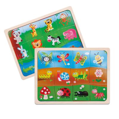 China Wooden Puzzle Toy Amazon Educational Toy DIY Colorful Cartoon Animal Toys For Children for sale