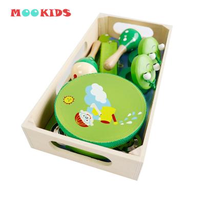 China Cute Early Design Apperance 6PCS Education Toy Green Musical Instrument Toy Wood Set In Box for sale