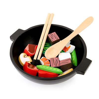 China Preschool Children Play Set Children's Early Education Role Play Wooden Pan Kitchen Items for sale