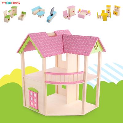 China Wholesale DIY Pink Villa Children's Toy Play House Girl Doll Room Large for sale