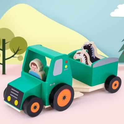 China Wholesale High Quality Designed Toy Mini Model Wooden Agricultural Promotion Early Educational Toy TOY TRACTOR MODEL for sale