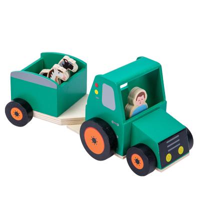 China TOY Children's Tractor MODEL Toy Creative Early Educational Toy Mini Model Wooden Agricultural Promotion for sale