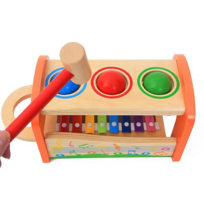 China Early Education Tabletop Xylophone Music Toy Pounding Toy Ball Wooden Knocking Toy For Children for sale