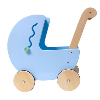 China Hot Seller MOOKIDS Cute Wooden Toys Amazon Carriage Walkers Blue Multifunctional Baby Ride On Car Educational Toys For Children for sale